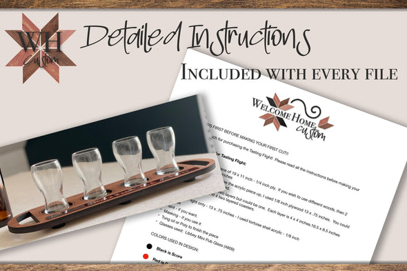 Beverage Tasting Flight Digital Download for laser cutters - Welcome Home Custom