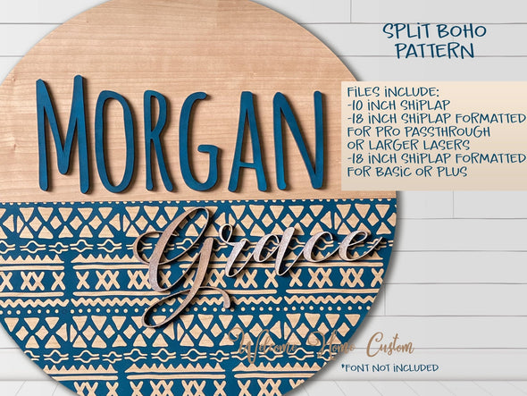 BOHO SVG laser cut files for Glowforge - Digital Download - Shiplap and Split design - 18 inch and 10 inch circle - made for all Glowforge - Welcome Home Custom