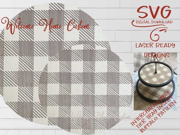 Buffalo Plaid SVG Laser cut files - Tiered Tray SVG insert - for Glowforge projects and other laser cutters by Welcome home custom - Welcome Home Custom