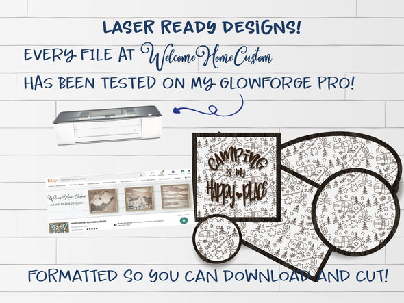 Camper SVG Laser cut files Pattern for Glowforge and other laser cutters by Welcome home custom - Welcome Home Custom