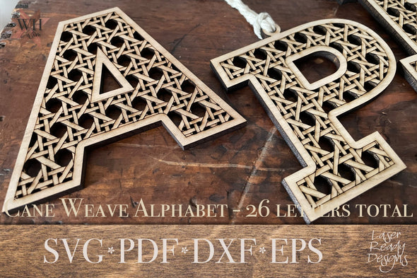 Cane Weave Decorative Alphabet Bundle laser ready design - Welcome Home Custom