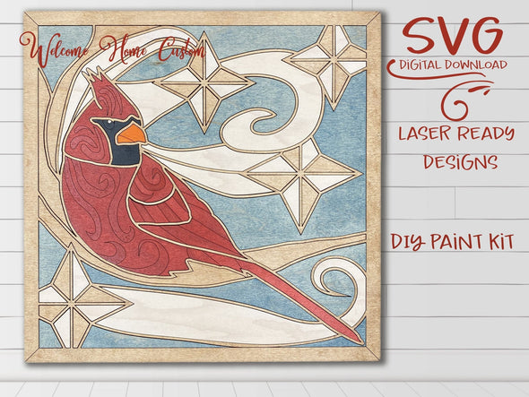 Cardinal laser cut files - SVG / DFX - for Glowforge projects - Cardinal Memorial paint kit - DIY paint kit - by Welcome home custom - Welcome Home Custom