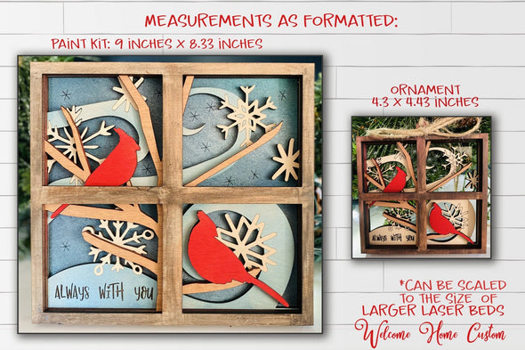 Cardinal laser cut files - SVG PDF - for Glowforge projects - Cardinal Memorial paint kit - DIY paint kit and ornament - Welcome Home Custom