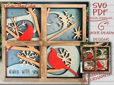 Cardinal laser cut files - SVG PDF - for Glowforge projects - Cardinal Memorial paint kit - DIY paint kit and ornament - Welcome Home Custom