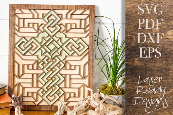 Celtic Cross Laser SVG Files - Barn quilt wood Cross digital download - Farmhouse Cross - Easter DIY paint kit - formatted for Glowforge - Welcome Home Custom