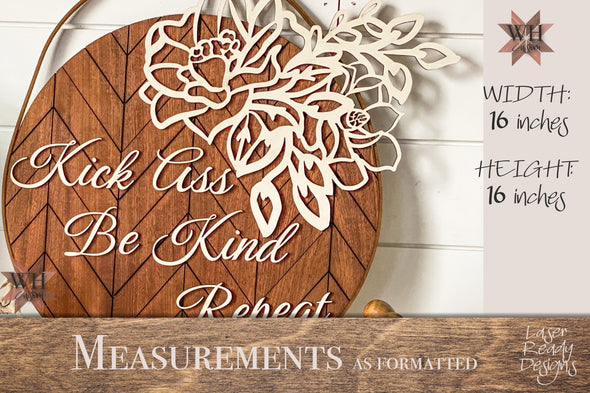 Chevron Floral 16 inch round Laser Cut File - Bundle Digital Download SVG PDF DXF - Office Decor - Mothers Day Gift - Teacher Gift - Welcome Home Custom