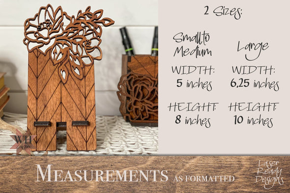 Chevron Floral Cell Phone Holder Laser Cut File - Digital Download SVG PDF DXF - Home Organization Decor - Mothers Day Gift - Girly Gift - Welcome Home Custom