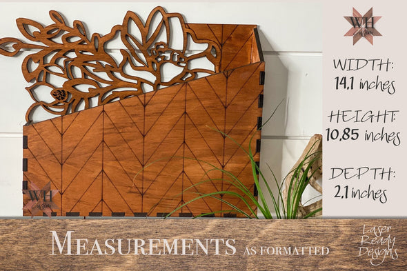 Chevron Floral Hanging Inbox Laser Cut File - Digital Download SVG PDF DXF - Home Organization Decor - Mothers Day Gift - Teacher Gift - Welcome Home Custom