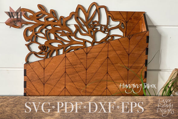 Chevron Floral Hanging Inbox Laser Cut File - Digital Download SVG PDF DXF - Home Organization Decor - Mothers Day Gift - Teacher Gift - Welcome Home Custom