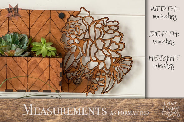 Chevron Floral Succulent Planter Laser Cut File - Home Organization Decor - Mothers Day Gift - Teacher Gift - SVG PDF DXF - Digital Download - Welcome Home Custom