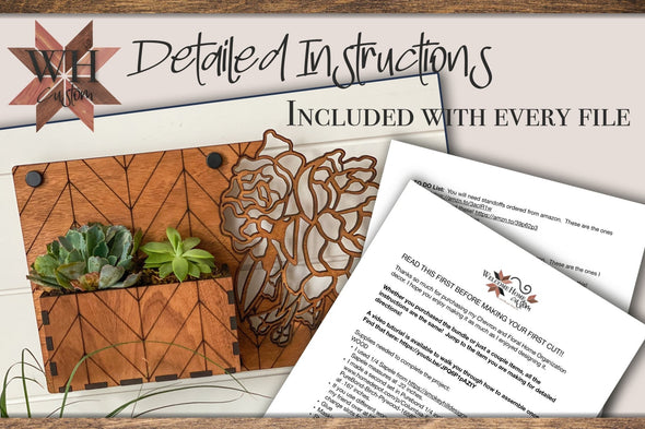 Chevron Floral Succulent Planter Laser Cut File - Home Organization Decor - Mothers Day Gift - Teacher Gift - SVG PDF DXF - Digital Download - Welcome Home Custom