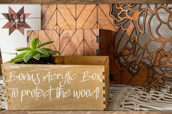 Chevron Floral Succulent Planter Laser Cut File - Home Organization Decor - Mothers Day Gift - Teacher Gift - SVG PDF DXF - Digital Download - Welcome Home Custom
