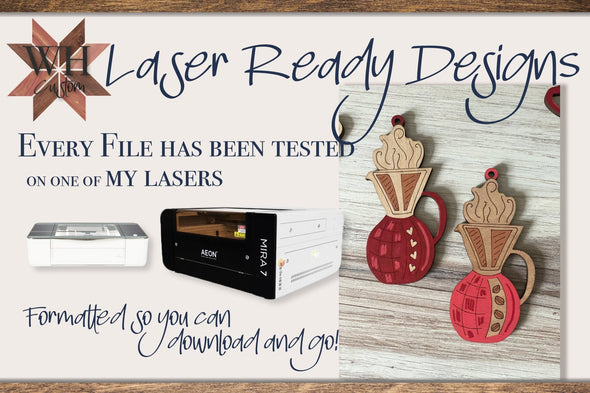 Coffee Lover Ornaments - Digital Download for laser cutters - subscription until November 6 - Welcome Home Custom