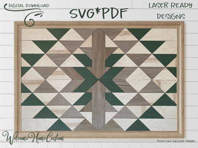 Diamond Barn Quilt SVG Laser cut files - Glowforge projects - Southwest design - fits in 20 x 12 inch lasers - Cut by color design - PDF SVG - Welcome Home Custom