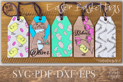 Easter Basket tags laser cut files - Easter DIY paint kit - Easter Decor - Easter Basket tags - for Lasers such as Glowforge SVG PDF - Welcome Home Custom