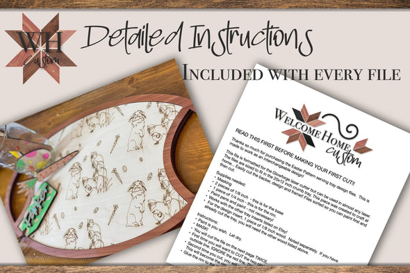 Easter Bunny Serving tray SVG Laser cut files - Interchangeable - Easter decor files - Farmhouse Decor - Glowforge and other laser cutters - Welcome Home Custom