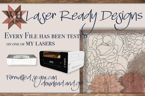 Floral pattern pack - mum, dahlia, and rose - laser ready files - Digital Download SVG, PDF, DXF, EPS Files - Welcome Home Custom