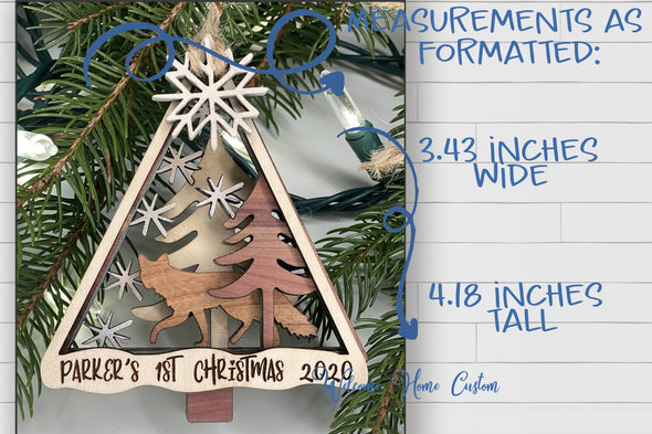 FOX Ornament SVG laser cut files - Fox Christmas Ornament for Glowforge - Baby First Ornament - Stocking tag - Digital File Download - Welcome Home Custom