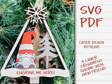 Gnome Ornament laser cut files - Grumpy Gnome for Glowforge - DFX PDF SVG - Personalized Ornament - Digital Download - Funny Ornament - Welcome Home Custom