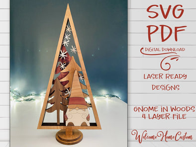 Gnome SVG Laser cut files - 4 layered winter Gnome design - winter decor - Mantel decoration - Christmas decor - PDF SVG Digital Download - Welcome Home Custom