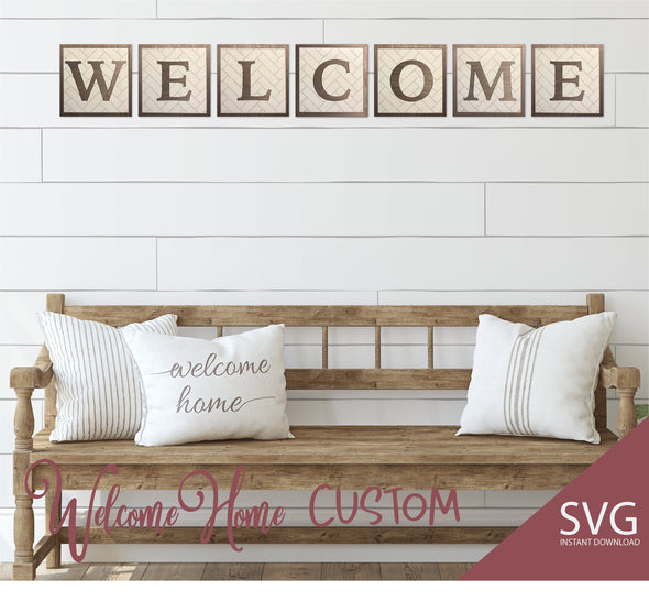 Alphabet SVG Herringbone Pattern Nursery decor SVG Entryway decor SVG Modern Farmhouse svg Welcome home custom