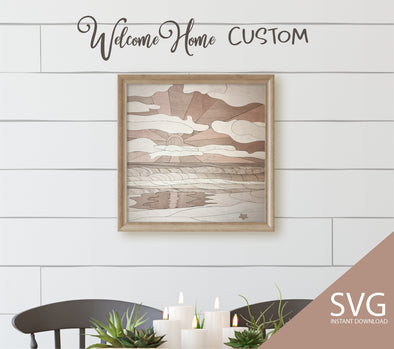 Sunrise Beach SVG laser cut file for Glowforge projects and laser cutters sorted by color great for coastal home by Welcome home custom