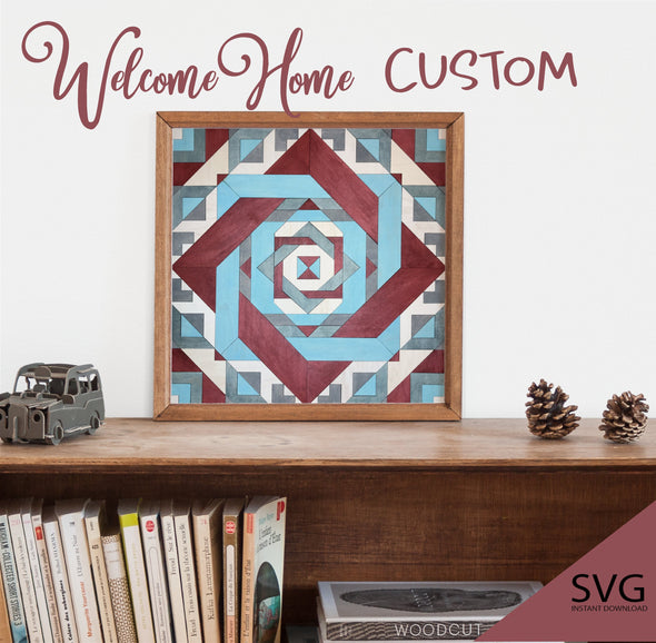 Quilt SVG Glowforge cut file CUT by COLOR modern quilt pattern for farmhouse svg,  barn quilt svg,  cricut quilt svg by welcome home custom
