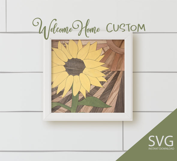 Sunflower SVG Glowforge Laser cut files for cut projects with Sunshine design by Welcome Home Custom