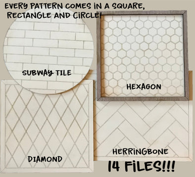Patterns for Glowforge SVG Herringbone Subway Tile Hexagon and Diamond Pattern Welcome home custom