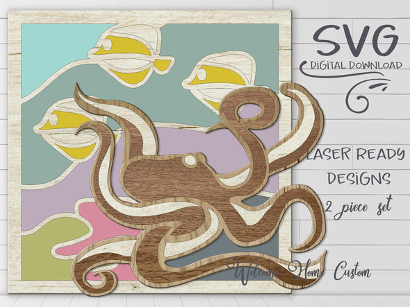 Octopus Laser cut Glowforge files Octopus 3D SVG files for laser cutter by Welcome home custom