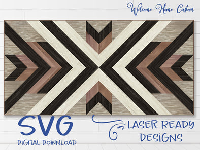 Barn Quilt SVG Laser cut files for Glowforge projects with Navajo inspired design mini quilt SVG file by Welcome Home Custom