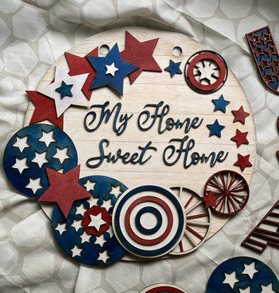 America SVG Laser Cut File for Glowforge projects -  My Home Sweet Home Red, White, and Blue svg by Welcome home custom