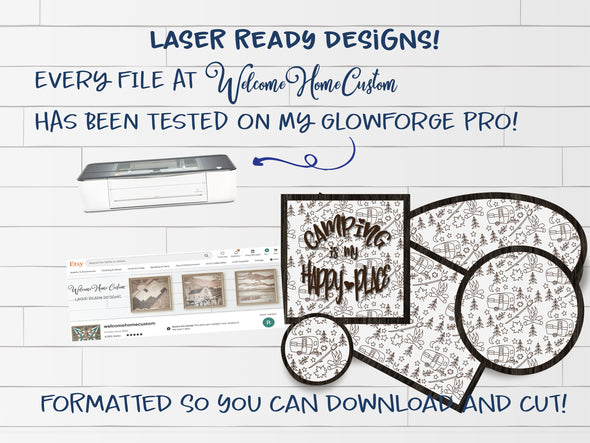Camper SVG Laser cut files Pattern for Glowforge and other laser cutters by Welcome home custom