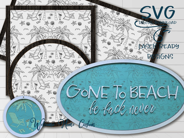 Beach and Palm Tree SVG Laser cut files Pattern for Glowforge and other laser cutters by Welcome home custom