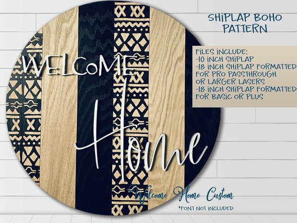 BOHO SVG laser cut files for Glowforge - Digital Download - Shiplap and Split design - 18 inch and 10 inch circle - made for all Glowforge
