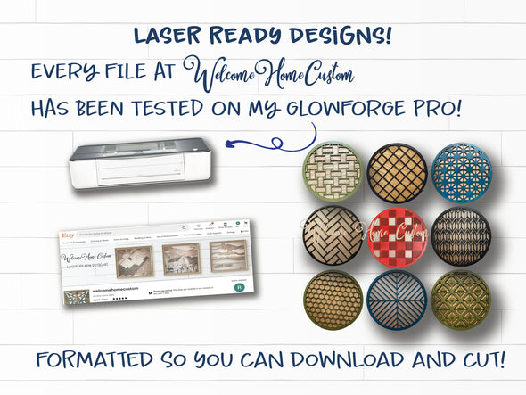 Patterns SVG PDF Laser Cut File Bundle - herringbone, buffalo plaid, star, chevron, basketweave, honeycomb, boho -  Great for Monogram signs