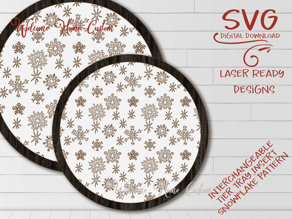 Snowflake SVG Laser cut files  - Tiered Tray Insert -  for Glowforge projects and other laser cutters by Welcome home custom