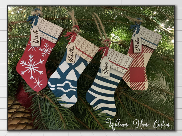 Stocking tag SVG laser cut files ornament for Glowforge - Boho, Stripes,  Buffalo Plaid, Snowflakes  - ornament svg file - Christmas decor