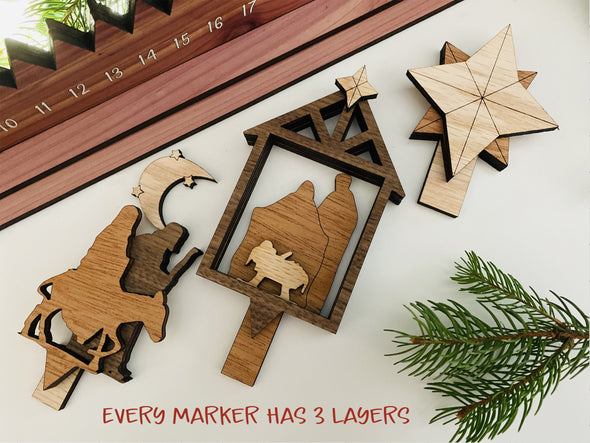 Advent Calendar SVG laser cut files BOOSTER pack- Manger Nativity scene for Glowforge - Christmas Decor - Baby Jesus - Minimalist Calendar