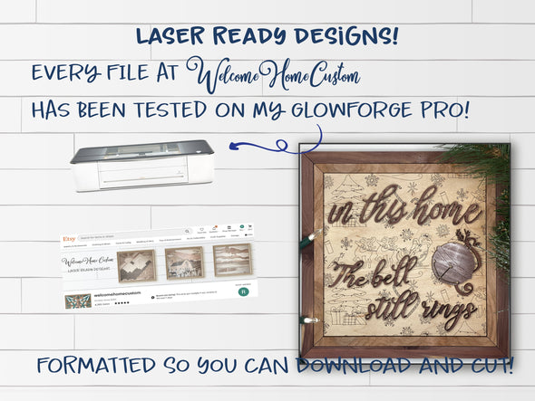 Santa Christmas SVG Laser cut files -  Pattern pack for Glowforge and other laser cutters SVG PDF - digital download - Christmas bell