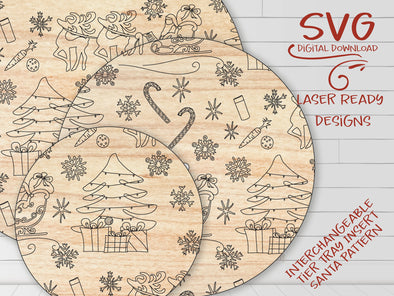 Santa SVG Laser cut files  - Tiered Tray Insert -  3 tiers - for Glowforge projects and other laser cutters by Welcome home custom