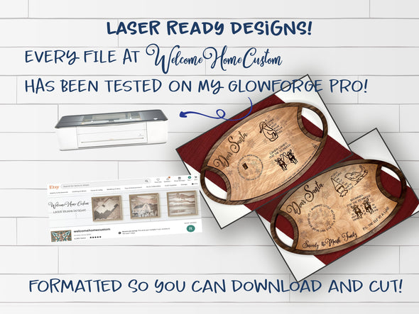 Bundle Santa Tray SVG laser cut files - Naughty or Nice Combo Files for Glowforge - Christmas Decor PDF SVG - Digital Download