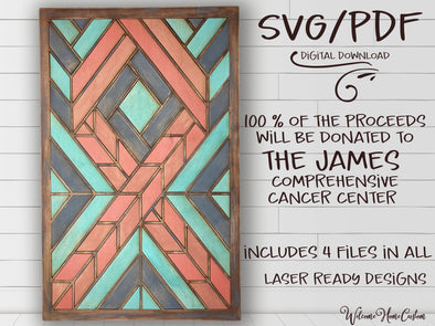 Cancer Awareness Ribbon SVG Laser cut Files  - 100% proceeds donated to James Cancer Research  - Wood Quilt SVG PDF