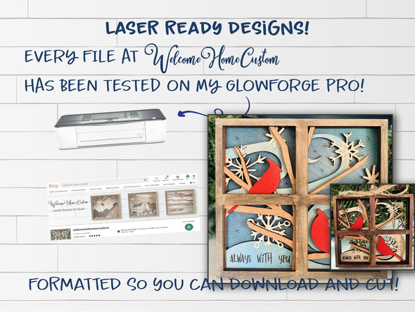 Cardinal laser cut files - SVG PDF - for Glowforge projects - Cardinal Memorial paint kit -  DIY paint kit and ornament