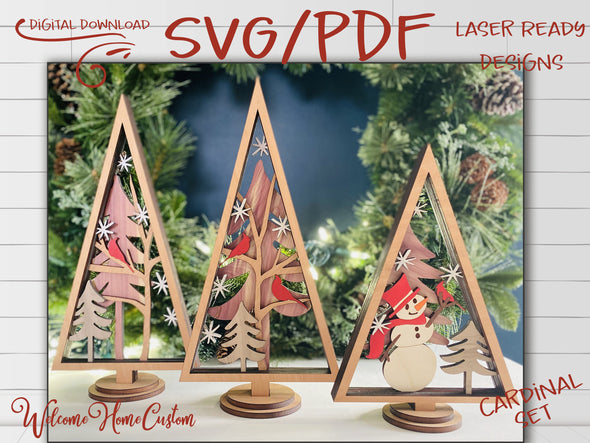 Cardinal SVG Laser cut files - Cardinal and Snowman winter set - winter decor - Mantel decor - Christmas decor - memorial remembrance gift