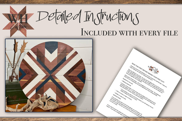16 inch Quilt Laser Cut File Bundle CIRCLE Round Wood quilt pattern - Chevron, Aztec, Boho patterns -  for Lasers such as Glowforge SVG PDF