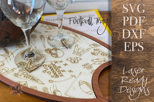 Football Tray SVG Laser cut files  - Super Bowl Football Glowforge projects - Hostess Gift - Football party