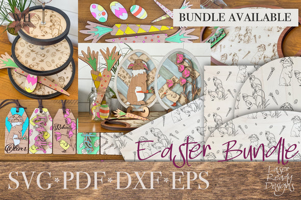 Easter Basket tags laser cut files - Easter DIY paint kit - Easter Decor - Easter Basket tags  -  for Lasers such as Glowforge SVG PDF