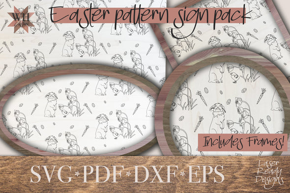 Easter Sign Pack Laser Cut files - Easter Decor bundle - Easter bunny signs with frames -  for Lasers such as Glowforge SVG PDF EPS