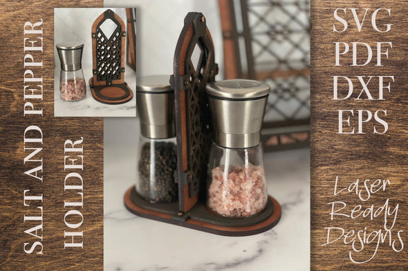 Iron Gate Salt and Pepper Grinder Holder - laser cut digital design - Welcome Home Custom